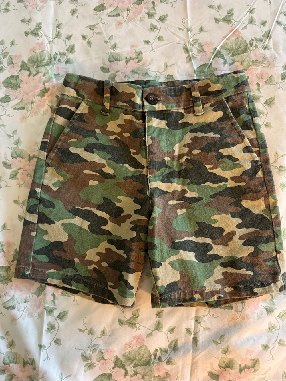 Janie and Jack Woodland Camo Shorts in Green and Brown